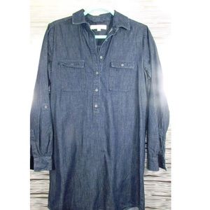 NWOT—LOFT Dark wash jean dress-Long sleeve